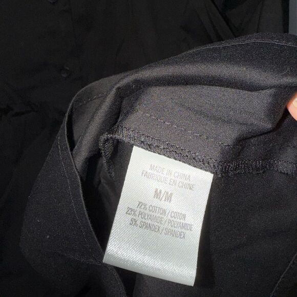 Theory Black Peplum Style 3/4 Sleeve Button Down peasant Top Size Medium EUC - Picture 6 of 8